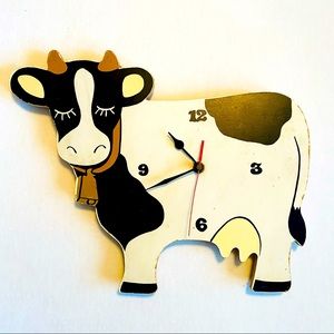 Cow Clock Vintage Kitsch Holstein Battery Works